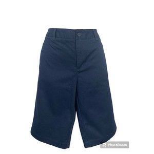 Lands End Women’s Sz 6T Shorts Twill Chino Bermuda Length 3 Pockets Navy Blue